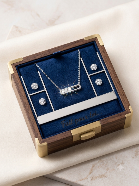 Collier Trombone Pavé de Cristaux