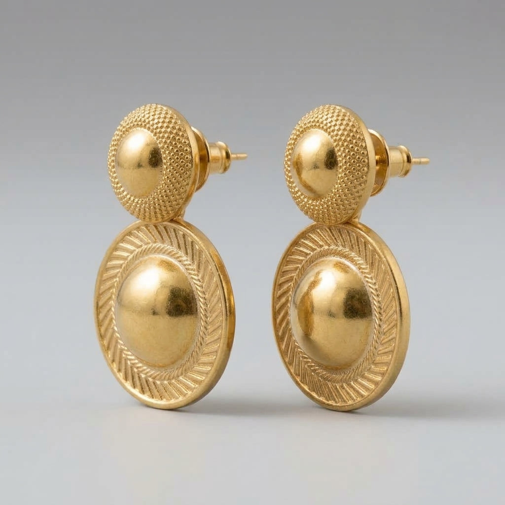 Boucles d’oreilles double anneau dorées en acier inoxydable