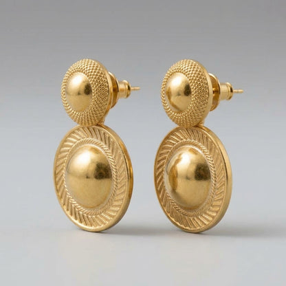 Boucles d’oreilles double anneau dorées en acier inoxydable