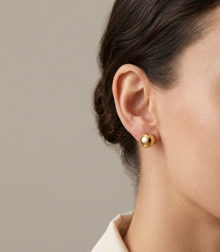 Boucles d’oreilles rondes dorées en acier inoxydable