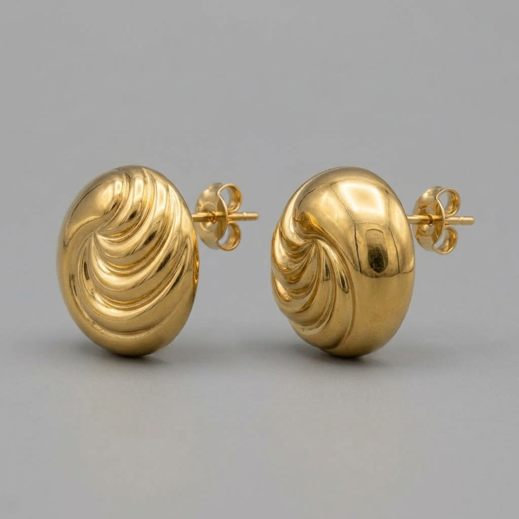 Boucles d’oreilles rondes spirale dorées en acier inoxydable