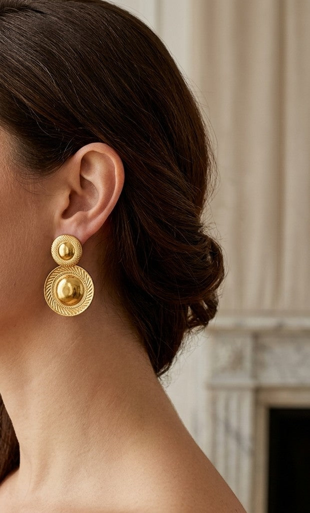 Boucles d’oreilles double anneau dorées en acier inoxydable