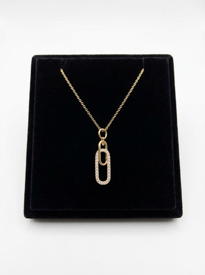 Collier double rang doré en acier inoxydable effet diamant