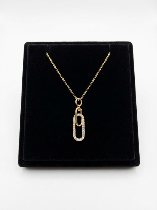 Collier double rang doré en acier inoxydable effet diamant