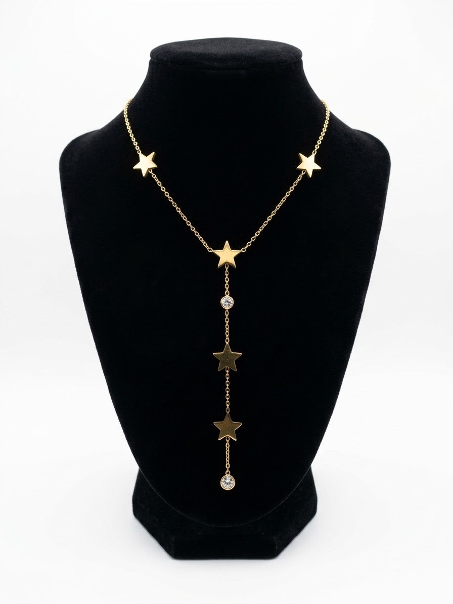Collier étoilé doré en acier inoxydable