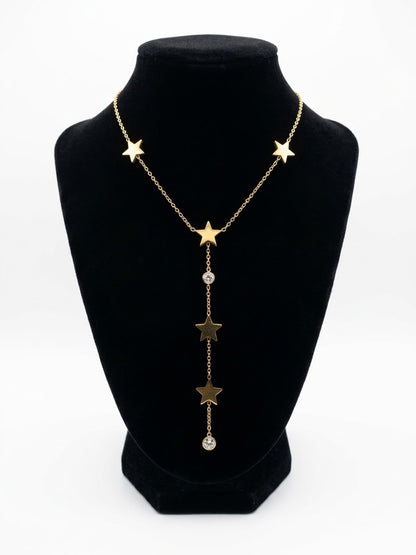 Collier étoilé doré en acier inoxydable