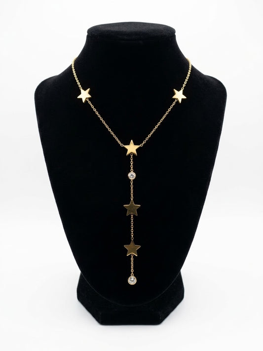 Collier étoilé doré en acier inoxydable