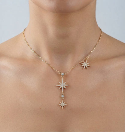 Collier Étoiles Doré en Acier Inoxydable
