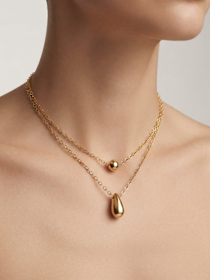 Collier Pendentif Goutte Argenté en Acier Inoxydable