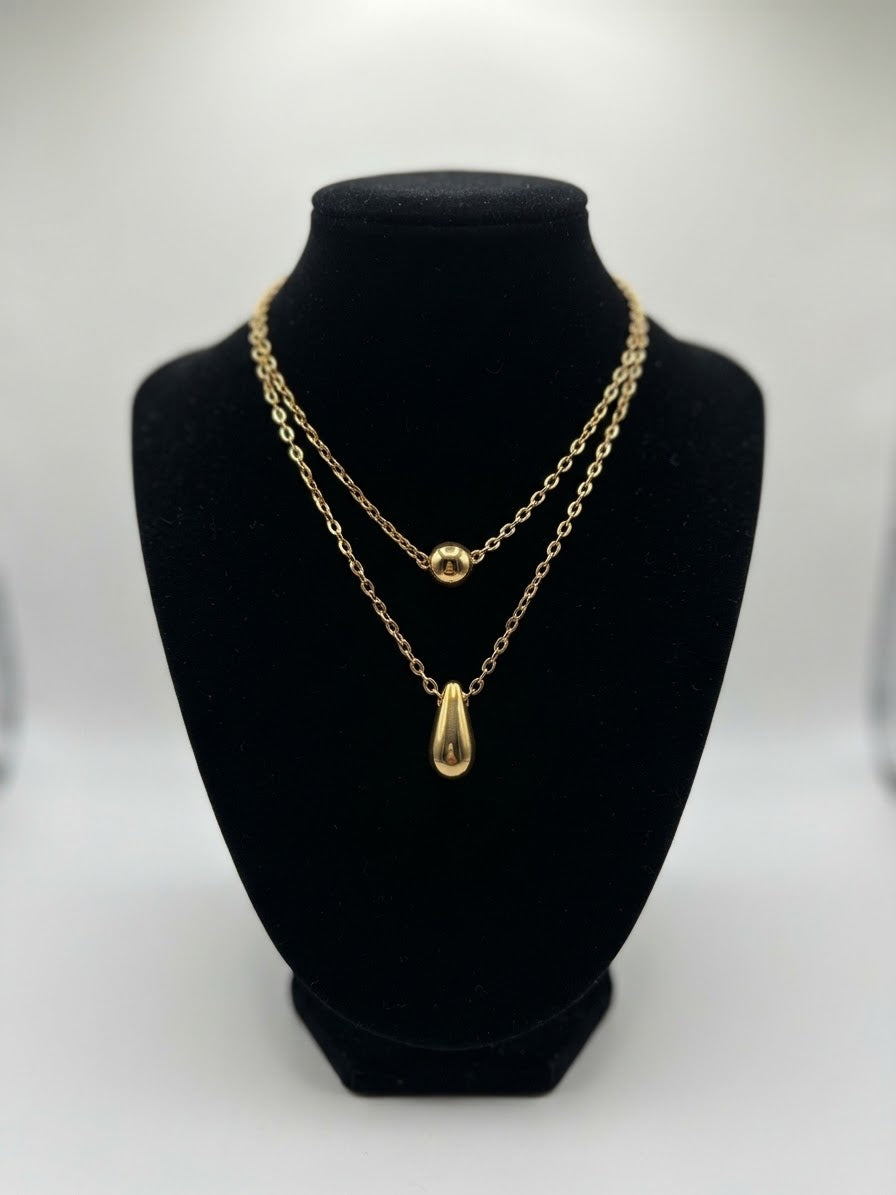 Collier Pendentif Goutte Argenté en Acier Inoxydable