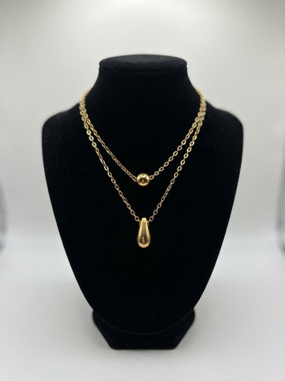 Collier Pendentif Goutte Argenté en Acier Inoxydable
