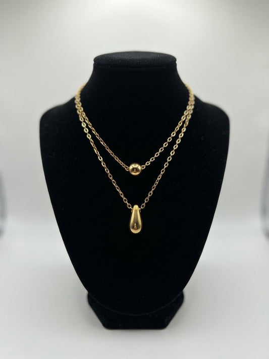 Collier Pendentif Goutte Argenté en Acier Inoxydable