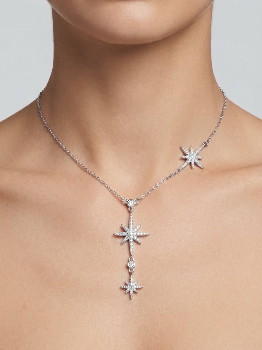 Collier Étoiles en Acier Inoxydable Argenté