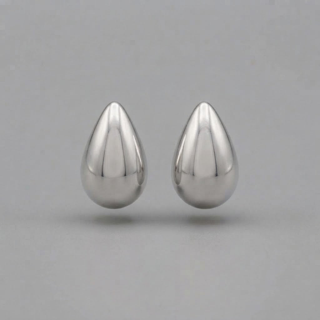Boucles d'Oreilles Goutte Argentées en Acier Inoxydable
