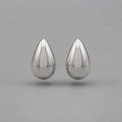 Boucles d'Oreilles Goutte Argentées en Acier Inoxydable