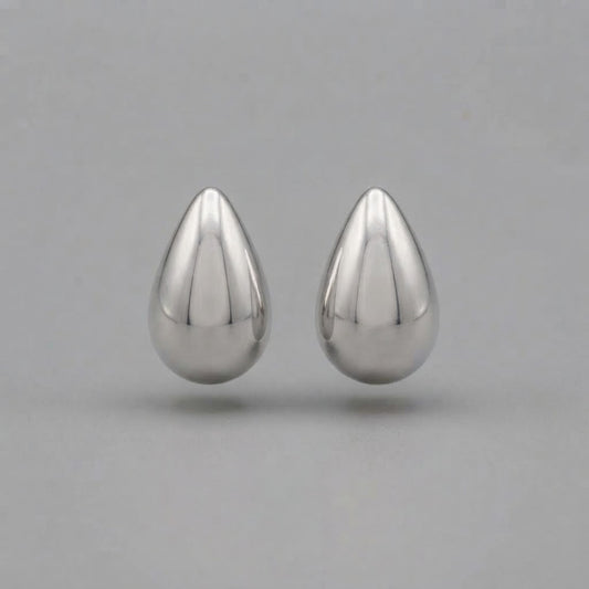 Boucles d'Oreilles Goutte Argentées en Acier Inoxydable
