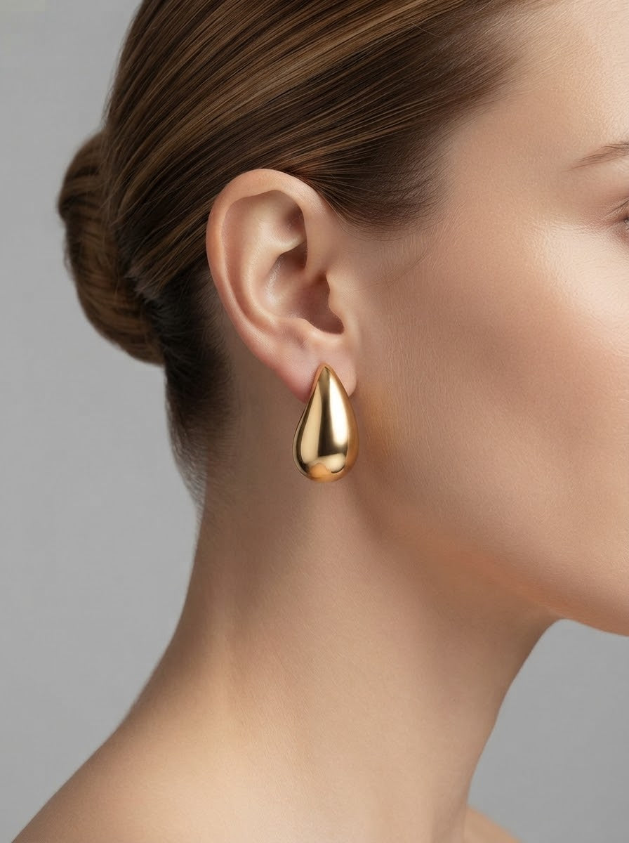 Boucles d'Oreilles Goutte Dorées en Acier Inoxydable